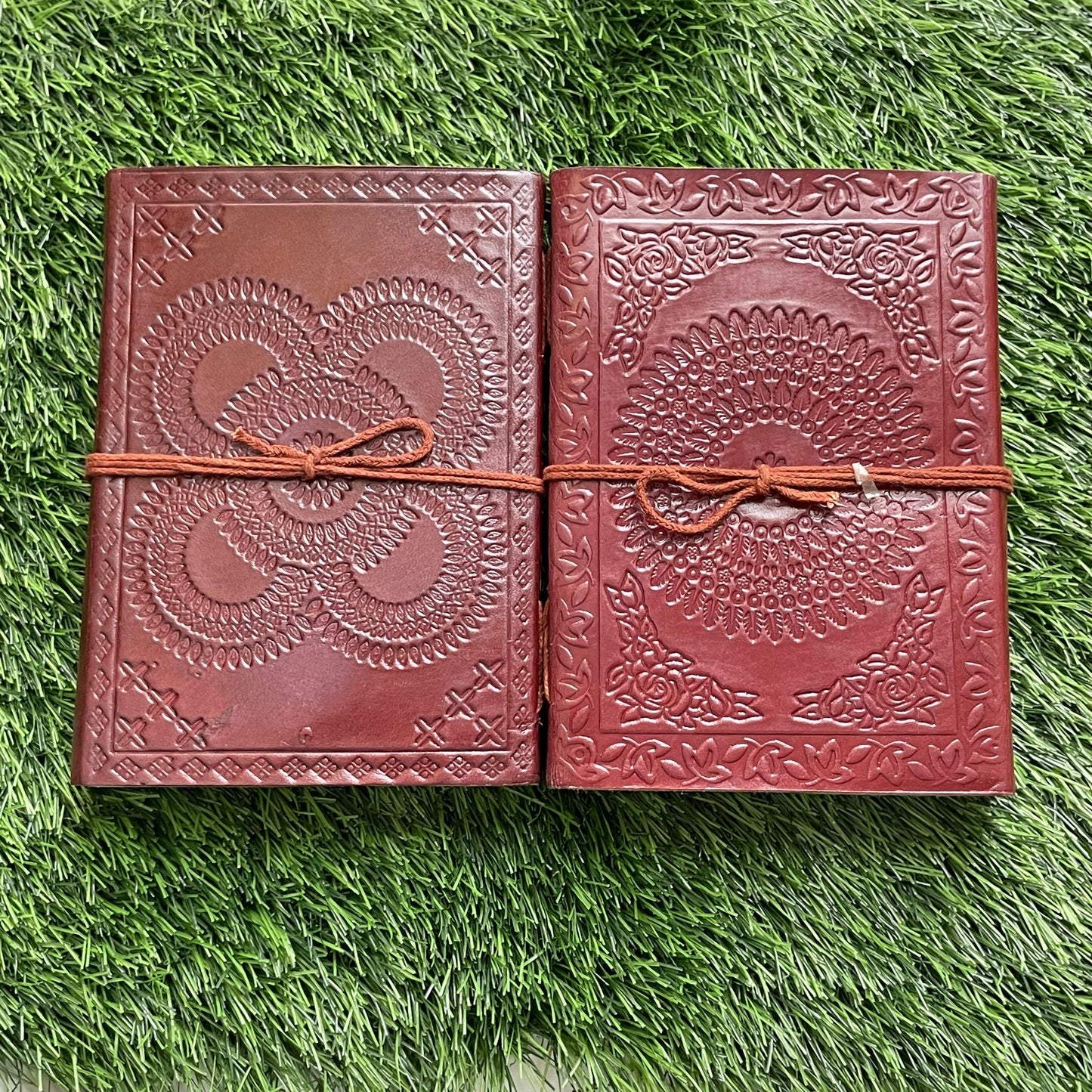 Embellished Leather Diary in a Compact 6x8 Inch Size" With Natural Gemstone