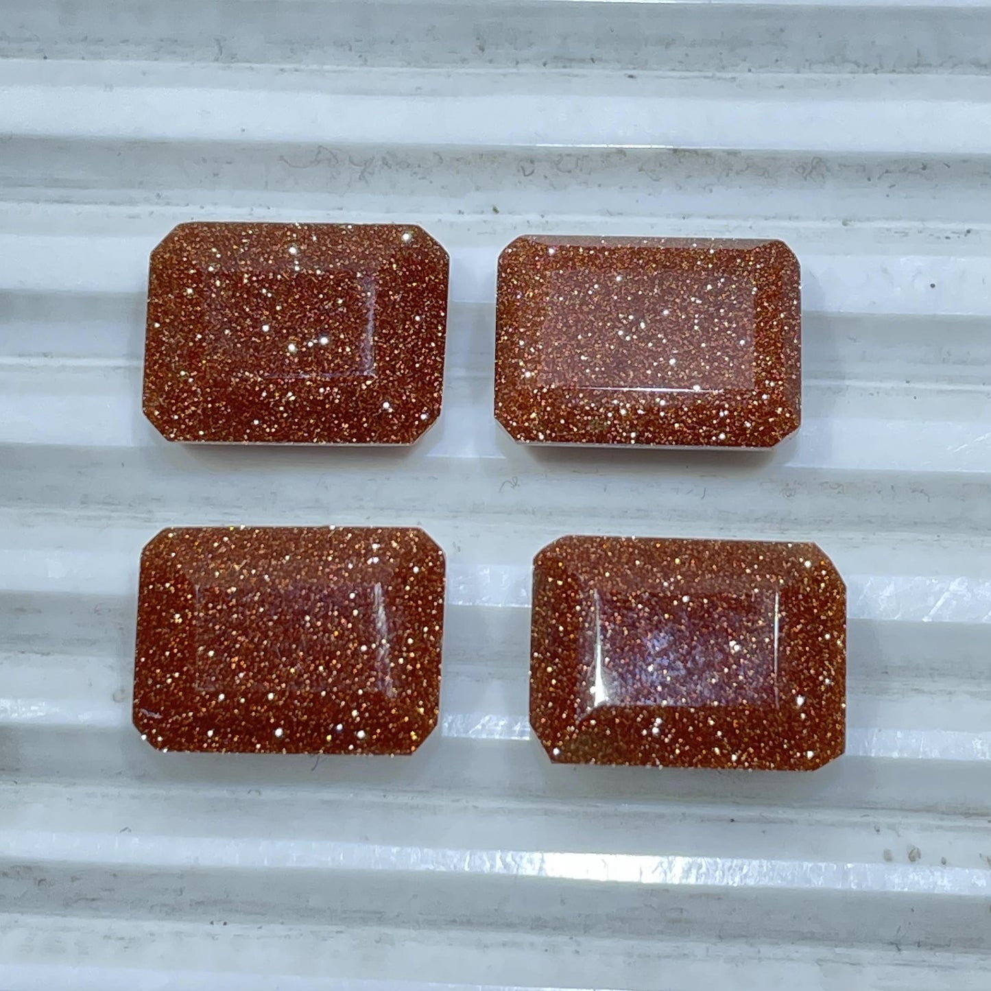 Natural Brown Goldstone 12x16 mm Baguette Shape Faceted (Lab-Created)