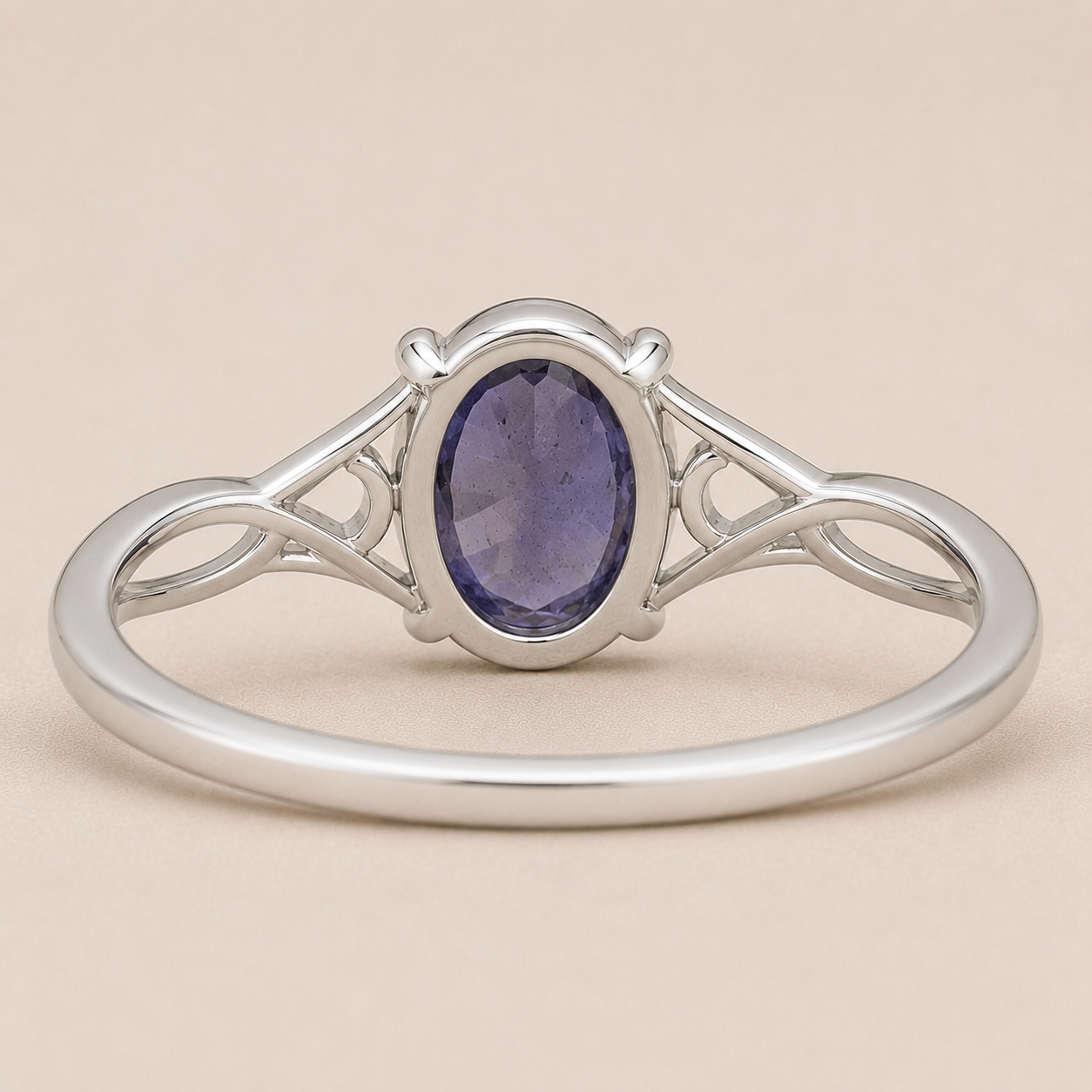 Natural Iolite Ring, 925 Sterling Silver Oval Gemstone Ring, Celtic Vine Ring, Purple Blue Statement Ring, Gift for Her