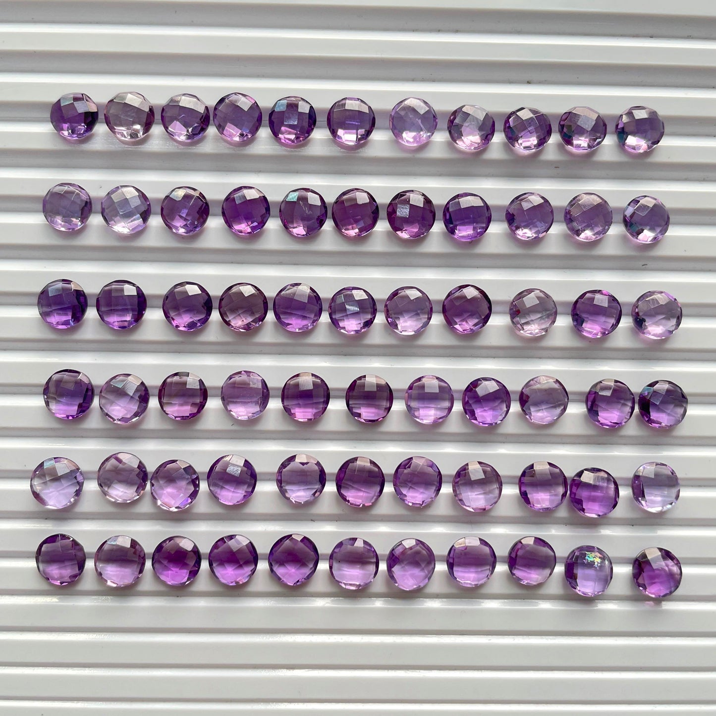 Natural Amethyst Checker Cut Nice Quality 8 mm Round Shape (Natural)