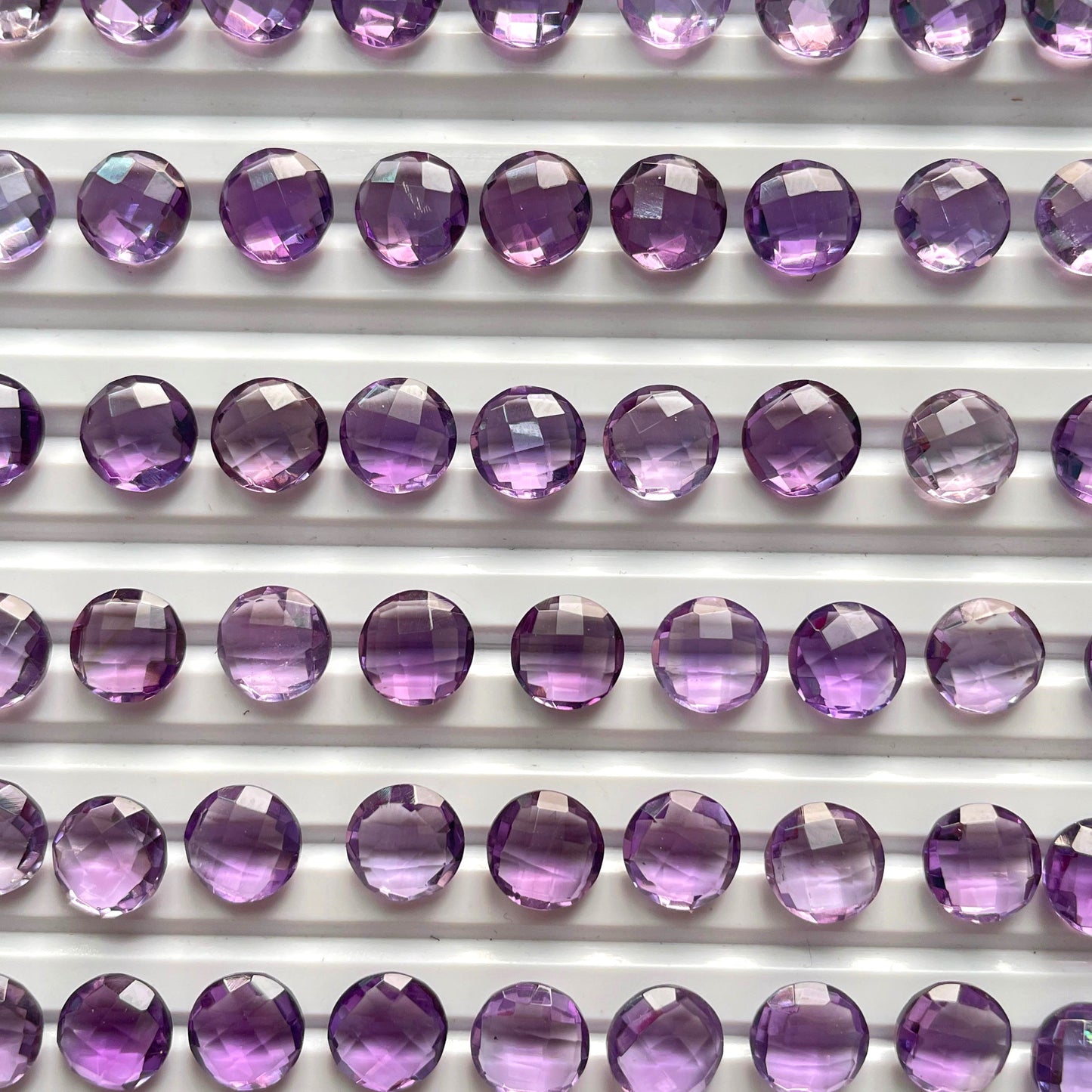 Natural Amethyst Checker Cut Nice Quality 8 mm Round Shape (Natural)