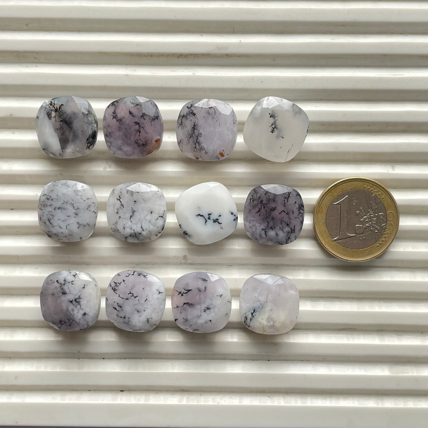 Natural Dendrite Opal 16 mm cushion Shape Faceted (Natural)