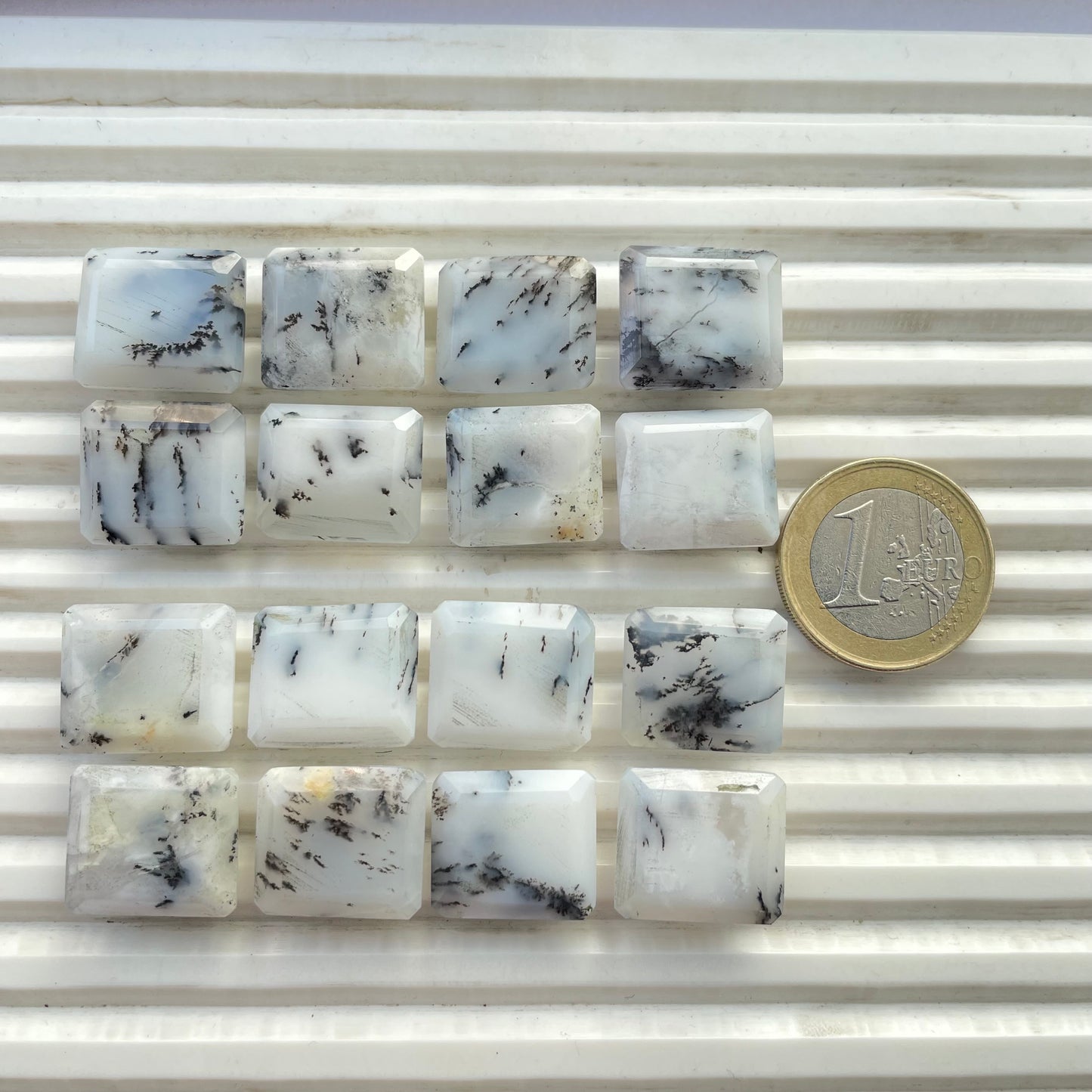 Natural Dendrite Opal 15x17 mm Baguette Shape Faceted (Natural)