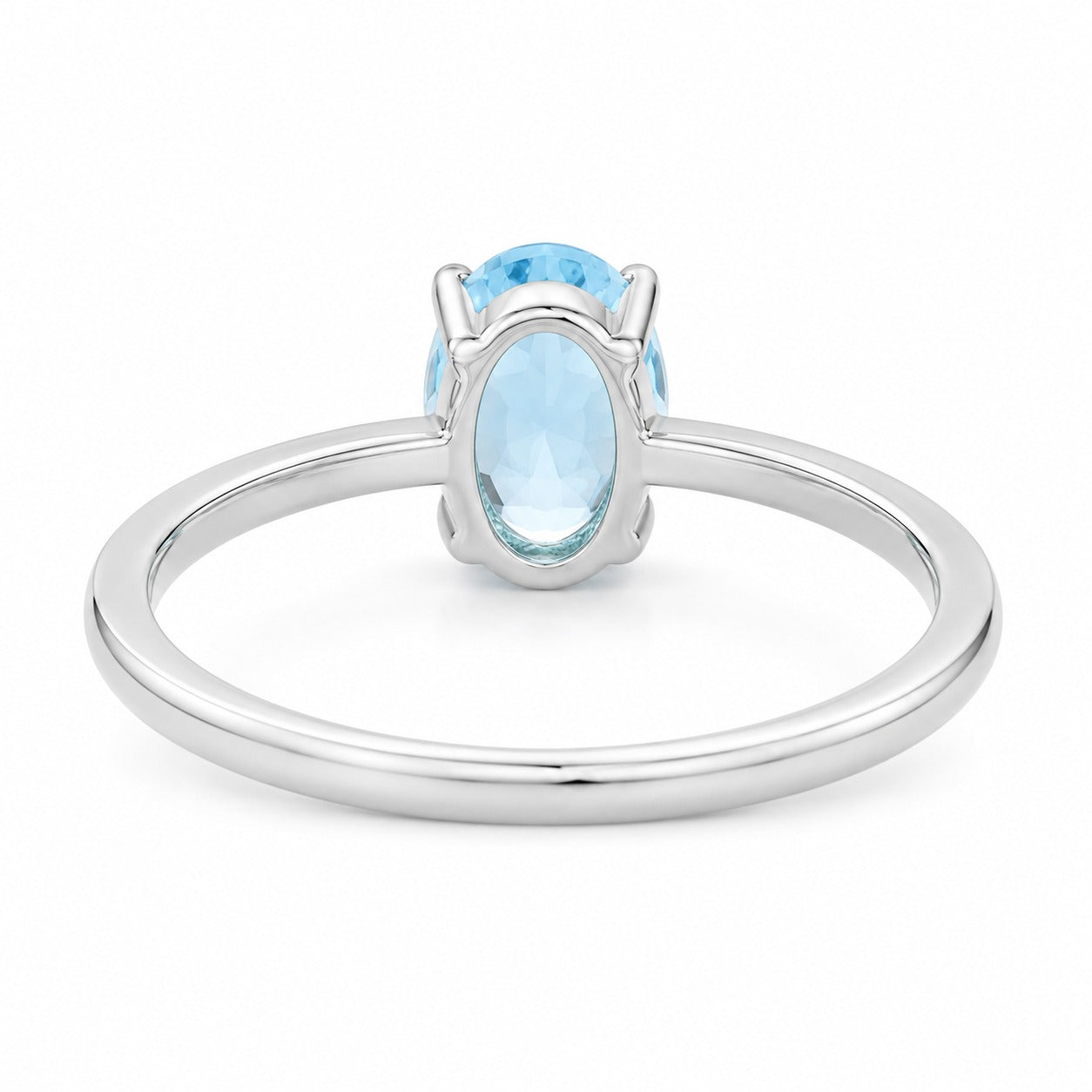Oval Blue Topaz Solitaire Ring, 925 Sterling Silver Minimalist Promise Ring