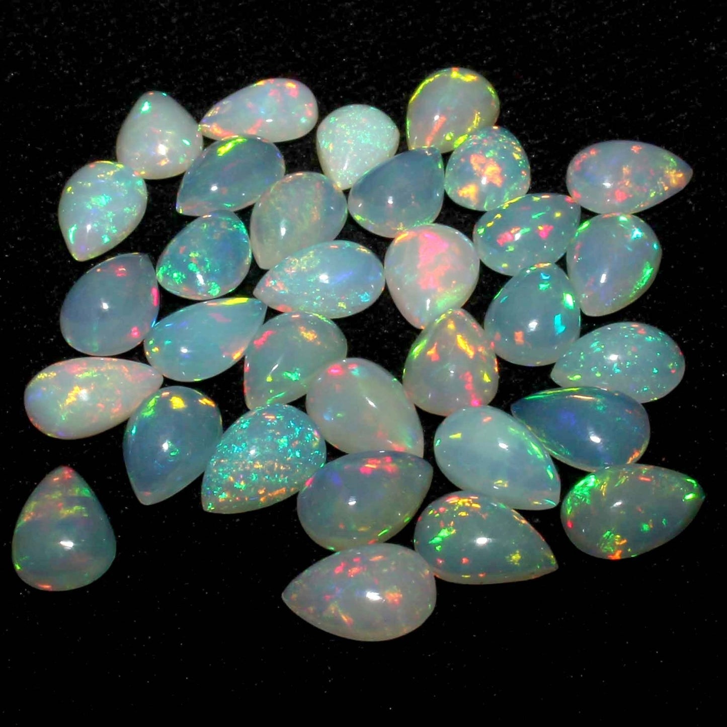 Natural Multi Color Fire Ethiopian Opal 6x8 mm Pear Cabochon, Natural Ethiopian Opal Multi Fire Opal Cabochon, Loose Opal Cabochon Gemstone. (Natural)