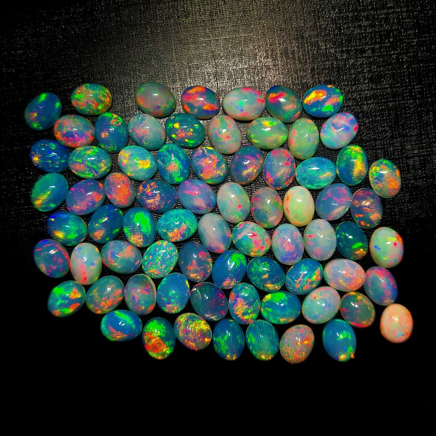 AAA Quality Natural Ethiopian Opal 7x9 mm Oval Gemstone Cabochon, Calibrated Opal Stone, Multi Fire Opal Loose Stone For Jewelry Making. (Natural)