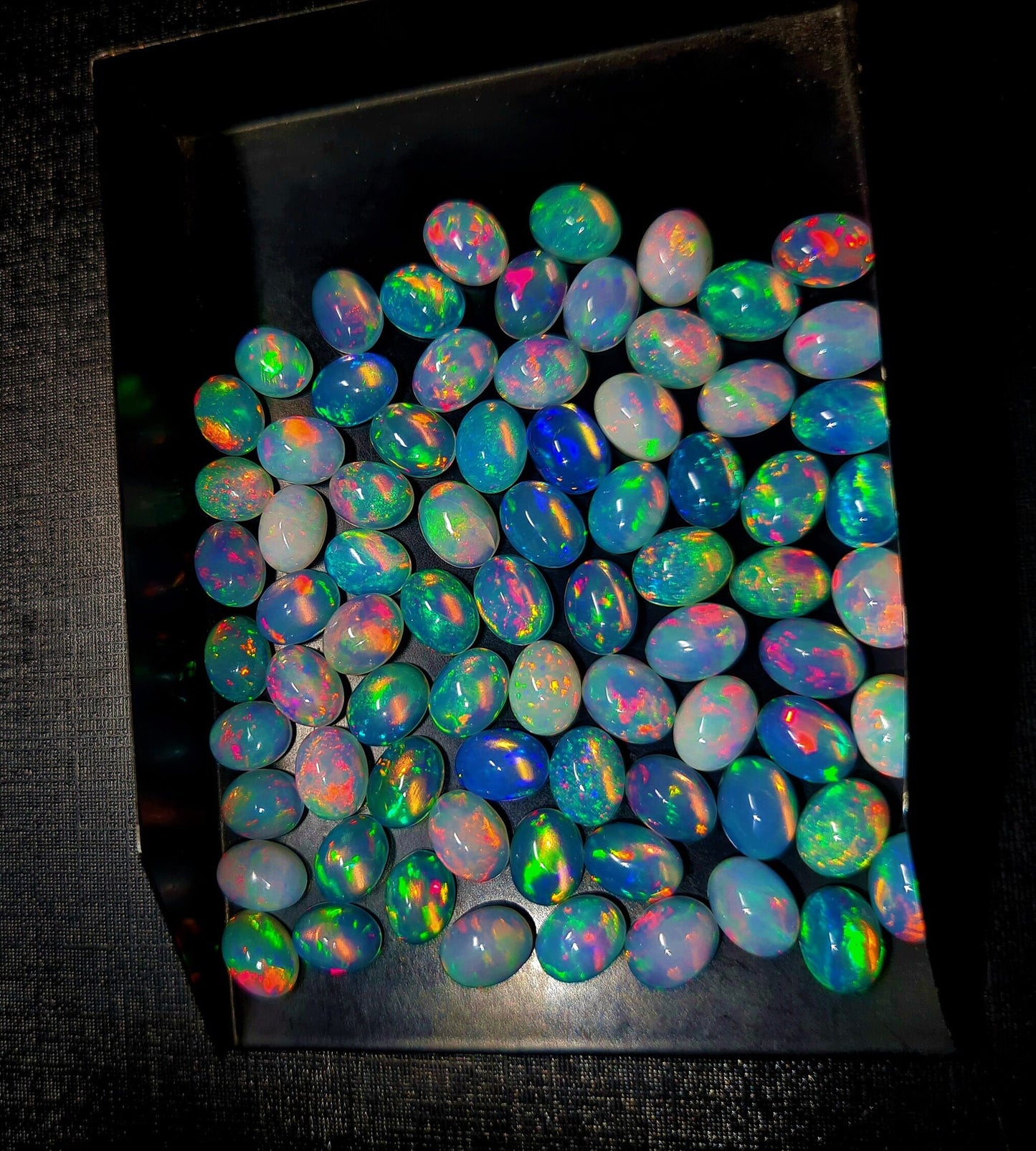 Gorgeous Ethiopian Opal 6x8mm Oval Cabochon, Multi Play Fire Opal Cabs, Ethiopian Wholesale Opal (Natural)