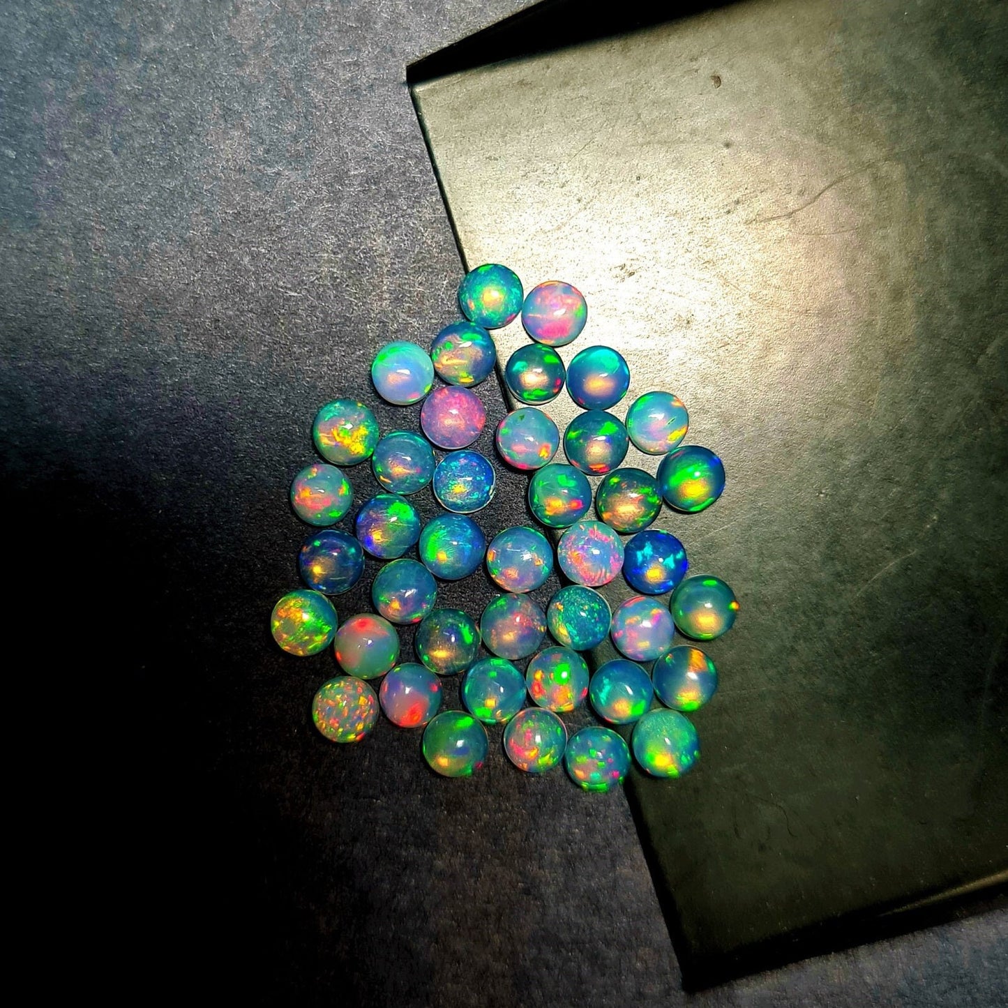 Natural Ethiopian Opal 4 mm Round Cabochons. High Quality Material with Amazing play of color (Natural)