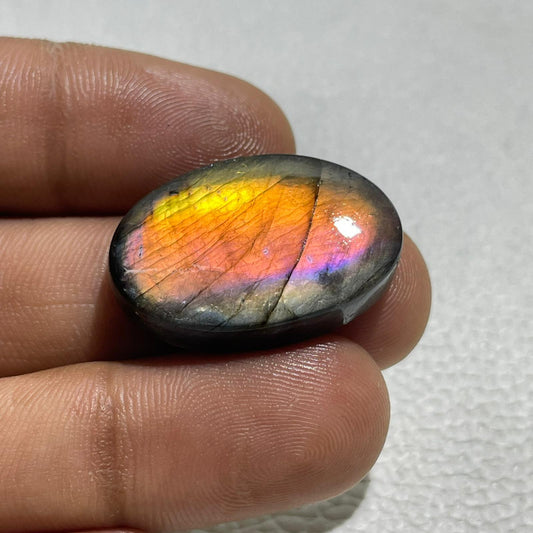 AAA Labradorite Cabochon: Multi Fire Spectrolite Gemstone (27.5x18x7 mm)