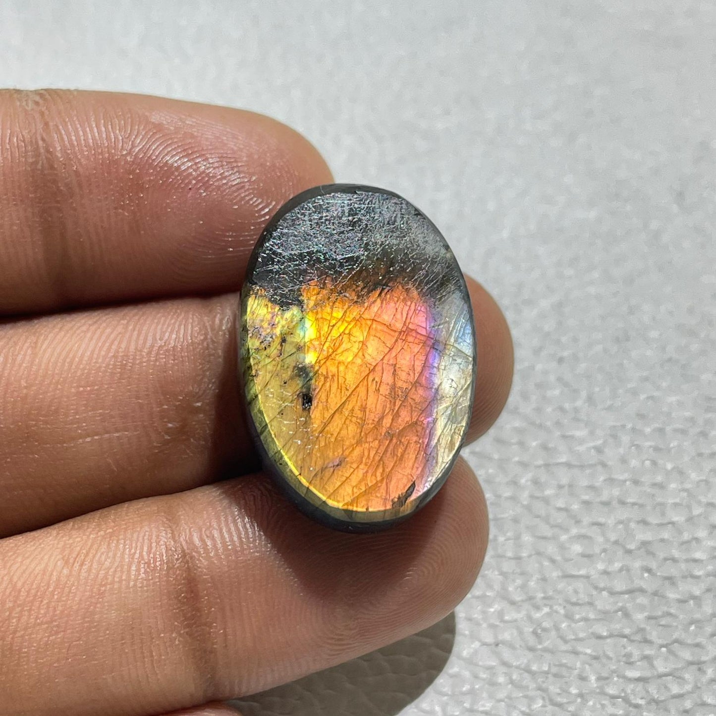 AAA Spectrolite Multi Fire Labradorite Cabochon, 27.5x18x7 mm, Loose Gemstone for Jewelry Making