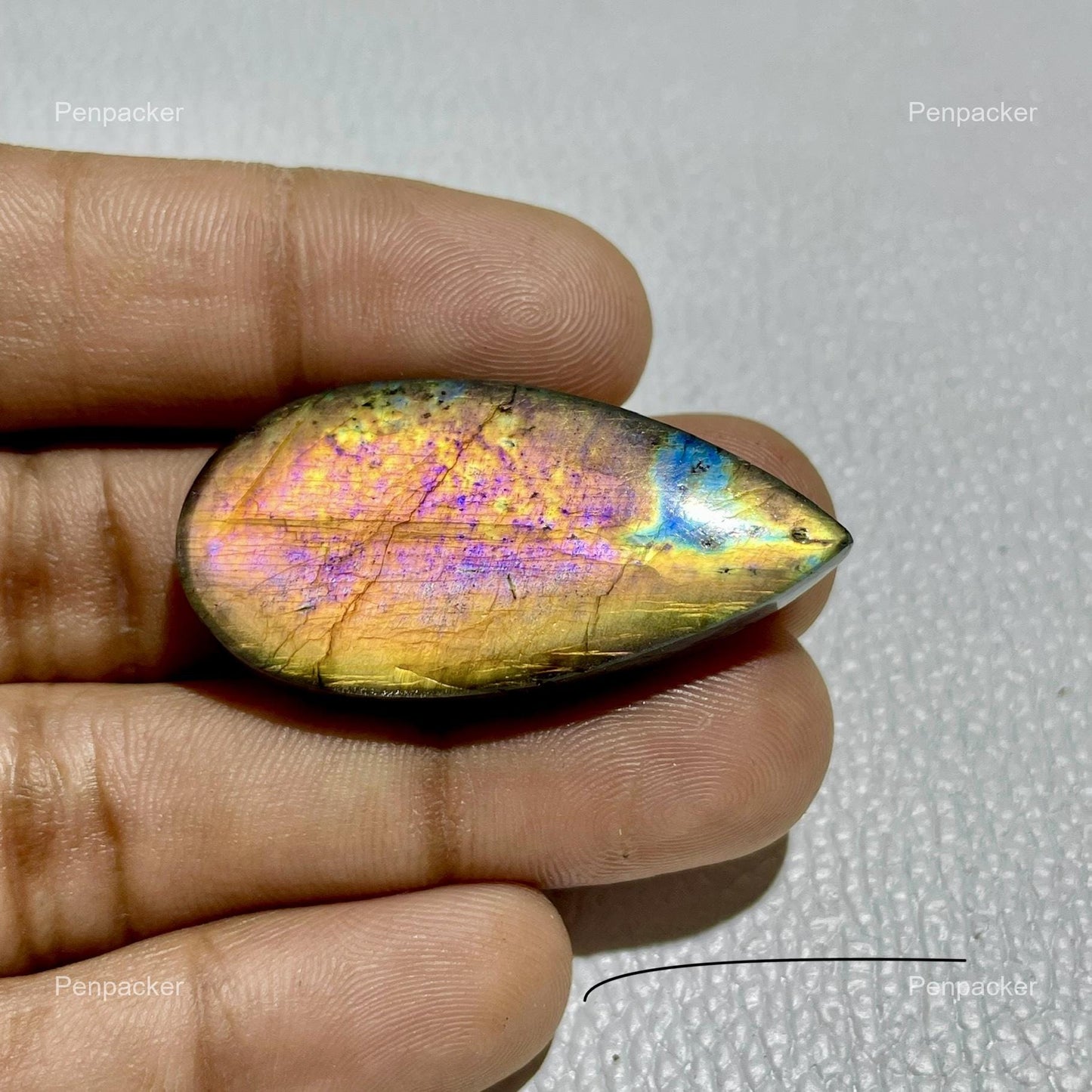 Natural Labradorite Cabochon, 41x21x7 mm, 53.90 Cts, Loose Gemstone for Jewelry Making