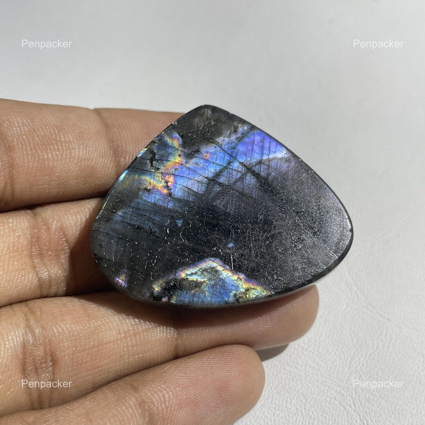 Purple Flash Labradorite Cabochon, 44x35x6 mm, Loose Gemstone for Jewelry Making
