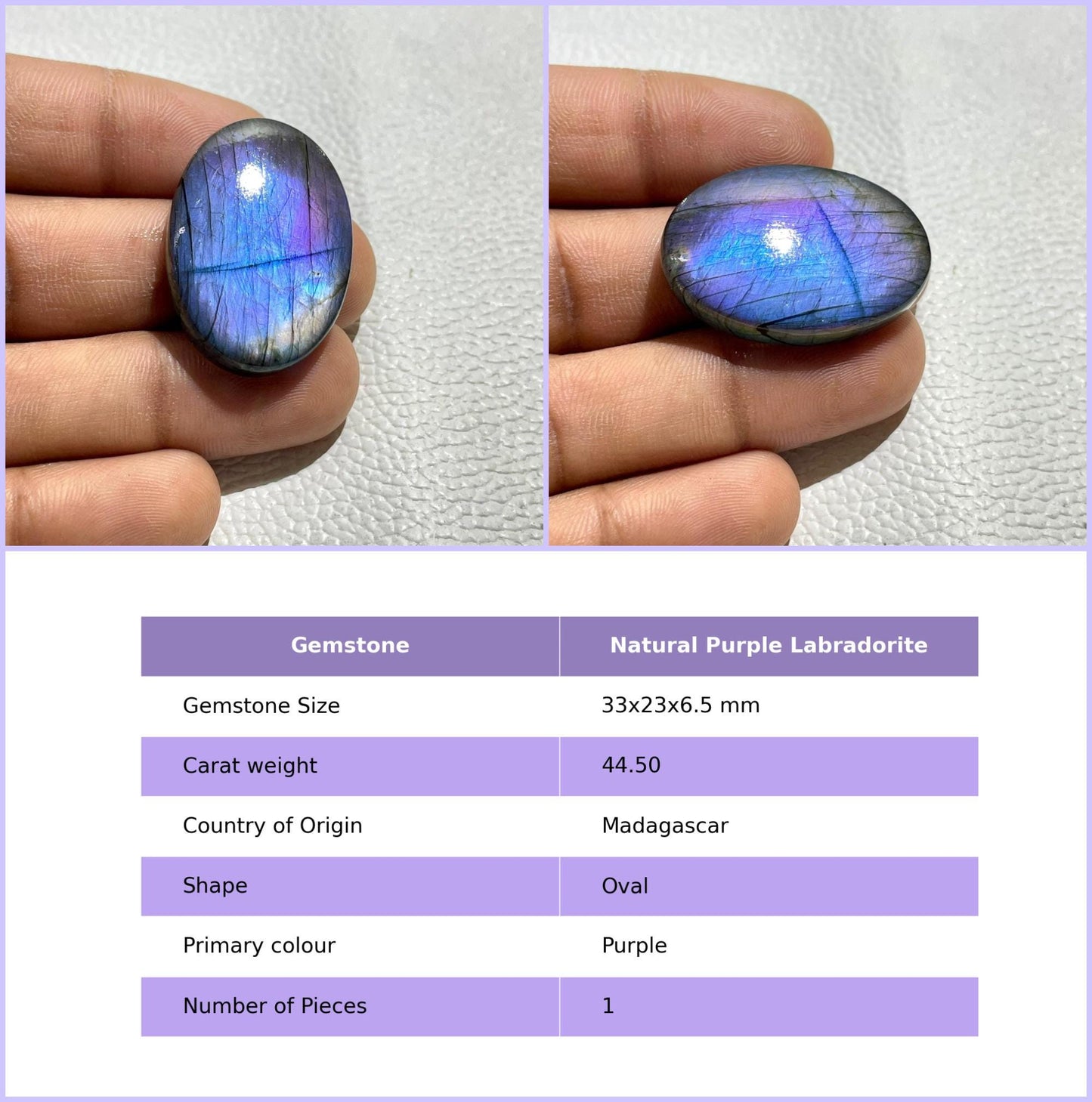 Natural Purple Labradorite Pear Cabochon, Wire Wrap Gemstone