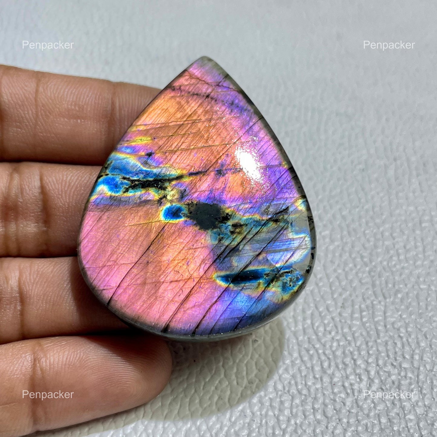 Natural Purple Labradorite Pear Cabochon, Loose Gemstone