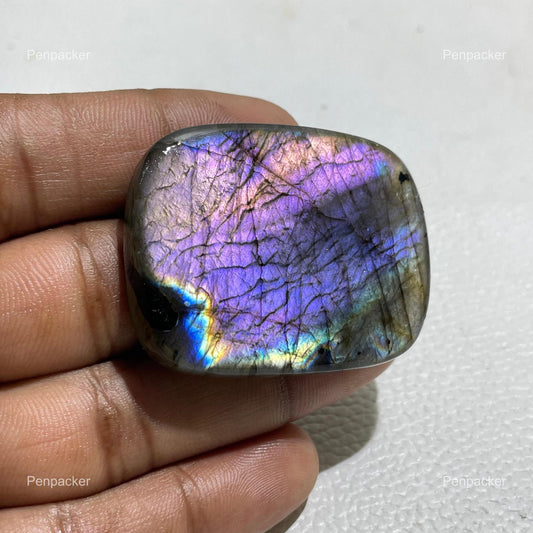 Purple Labradorite Octagon Cabochon, Flashy Natural Crystal for Jewelry Making