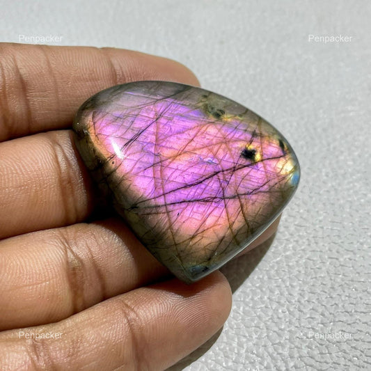 Purple Labradorite Cabochon For Making Jewelry: Fancy Teardrop Gemstone, 118.40 ct