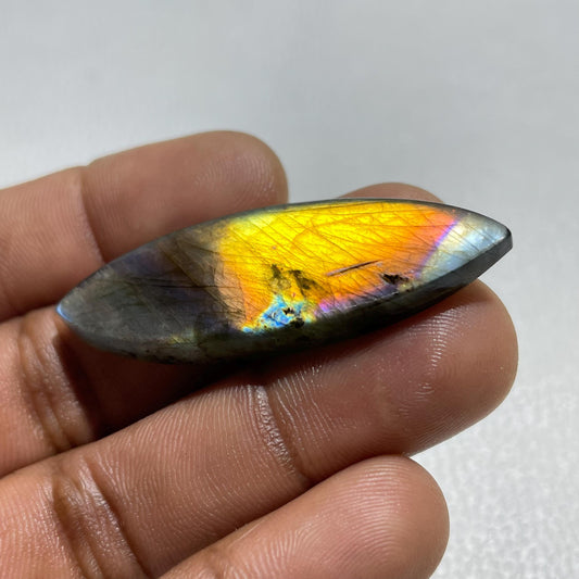 Multicolor Marquise Labradorite Cabochon: Madagascar Gemstone (50x17x5.5 MM)