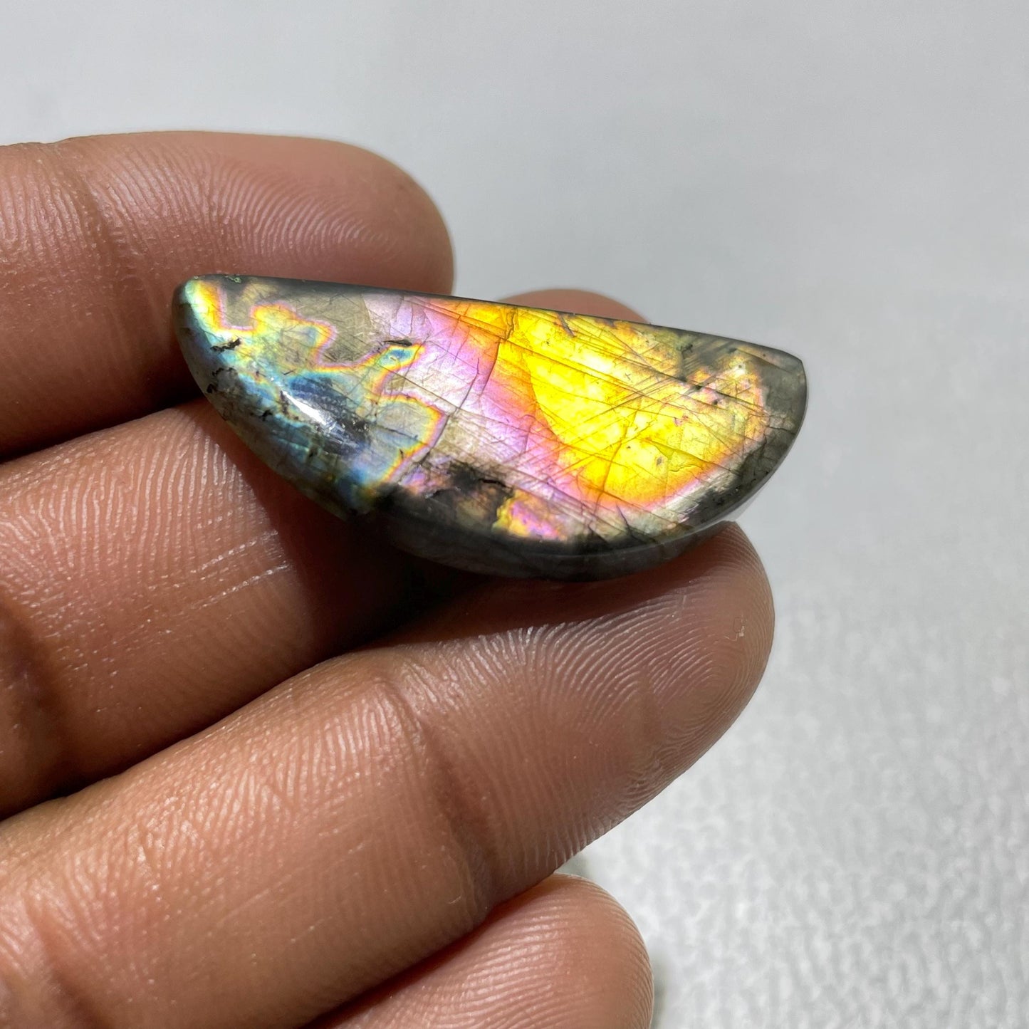Natural Multicolor Labradorite Cabochon, - 38x17x5 MM, - 30.20 Cts, Loose Gemstone for Jewelry Making