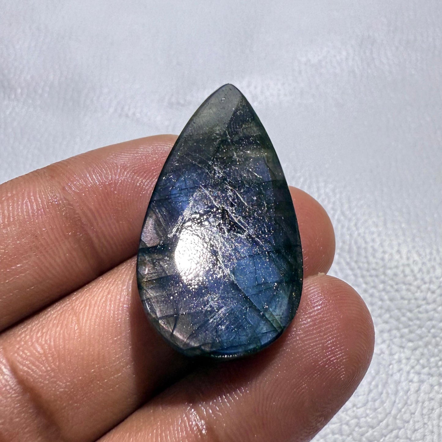 Purple Labradorite Pear Cabochon, 40x21x6 MM, 43.3 Cts, Loose Gemstone for Jewelry Making