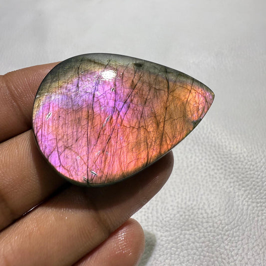 Purple Pear Labradorite Cabochon: Healing Crystal Gemstone (50x34x7 MM, 93 Cts
