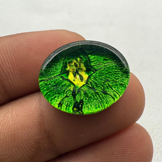 Dico Glass Gemstone Cabochon: Multi-Color Oval Stone for Rings, Pendants (20x16x6 mm, 18.2 Cts.)