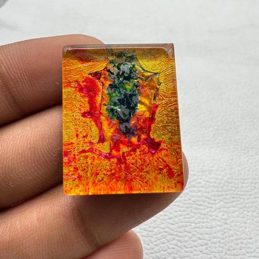 Dico Glass Cabochon: Multi-Color Cushion Gemstone for Pendants (30x23x7 mm, 48.7 Cts)