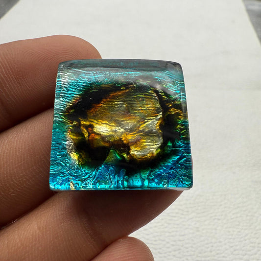 Multicolor Gemstone For Jewelry Making- Dico Glass Square Cabochon (25x25x7 mm)
