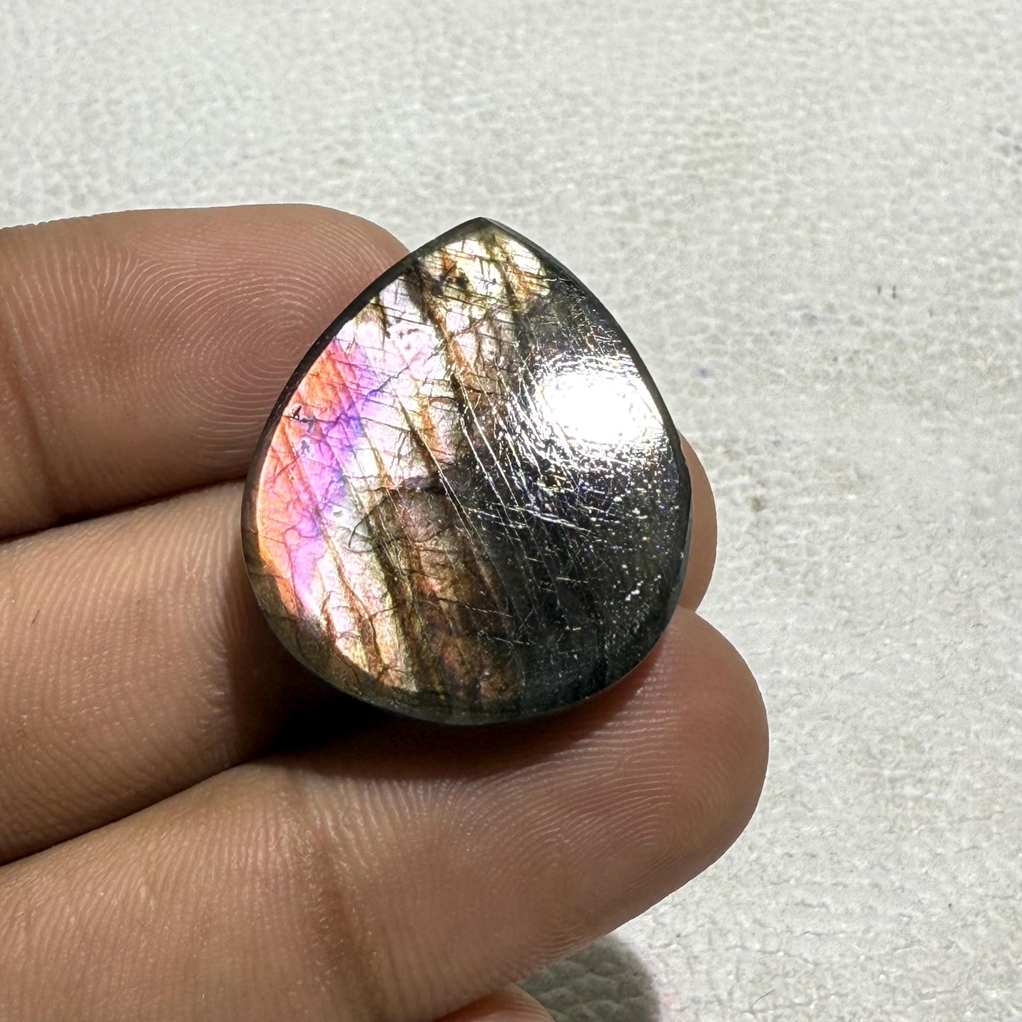 Purple Flash Labradorite Pear Cabochon, 35.5 Cts, Loose Gemstone for Jewelry Making