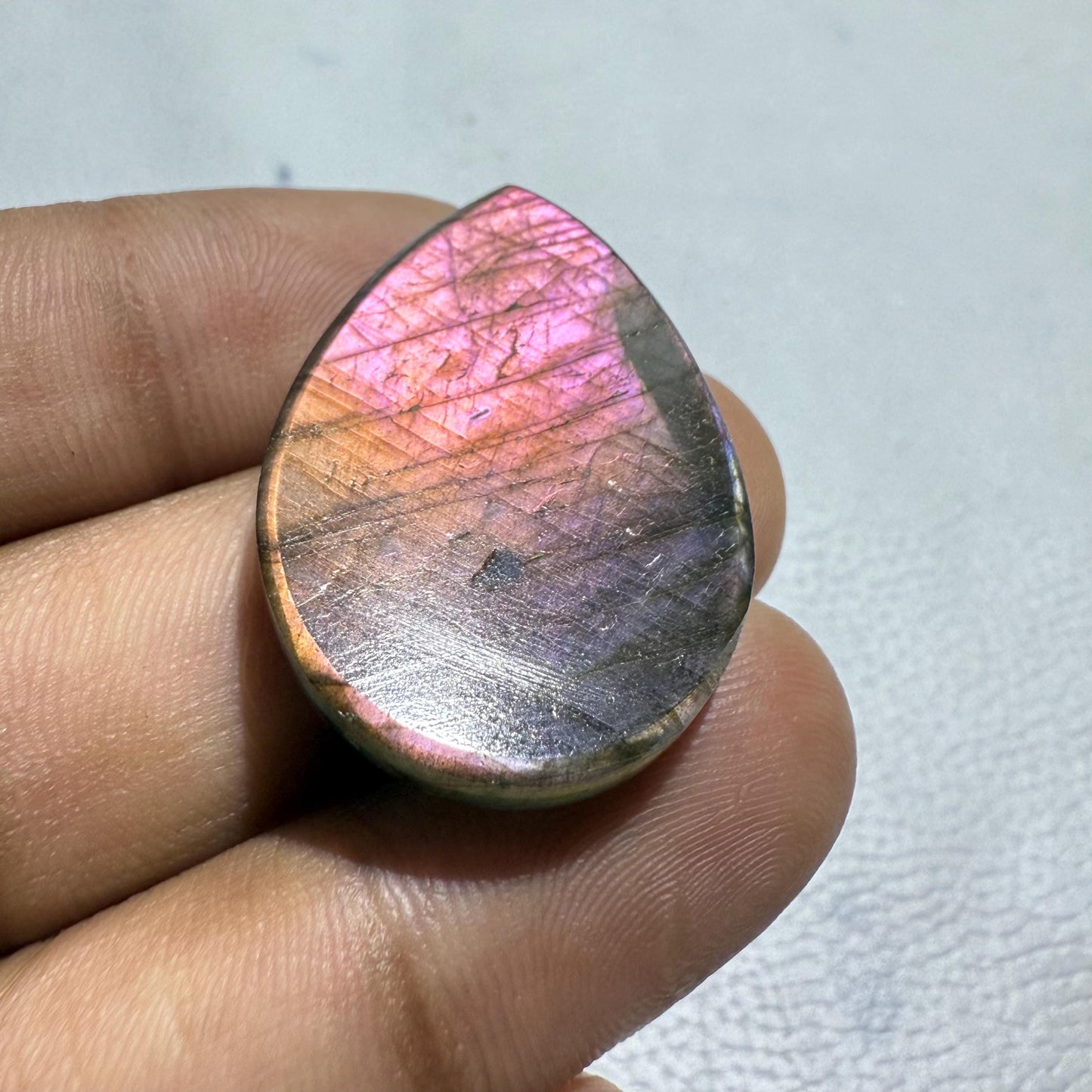 Natural Purple Flash Labradorite Oval Cabochon, 33x23x6 MM, 44.1 Carats, Loose Gemstone for Jewelry Making