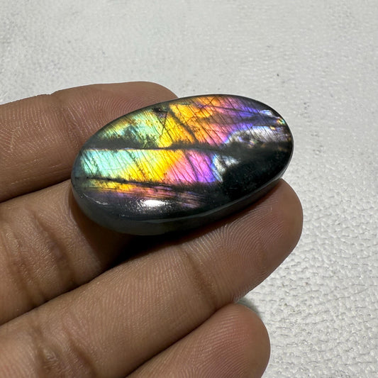 Multi Purple Labradorite Cabochon: Natural Oval Gemstone (40.5x24x6.5 mm)
