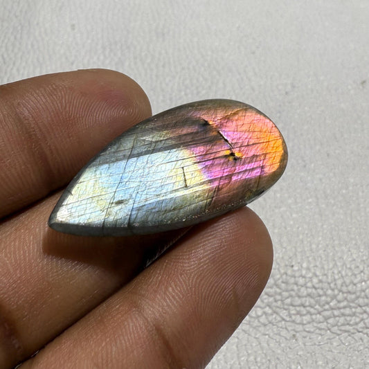 Purple Labradorite Cabochon: Pear Gemstone for Jewelry Making