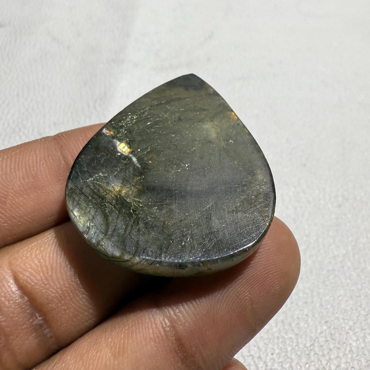 Natural Purple Labradorite Pear Cabochon, 40x33x7mm, Loose Gemstone for Jewelry Making