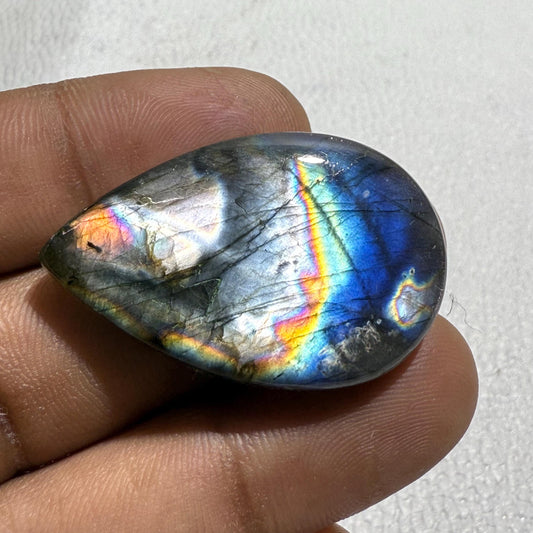 Multicolor Pear Labradorite Cabochon: Natural Loose Gemstone (50.6 Cts)