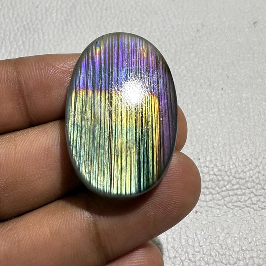 Flashy Oval Labradorite Cabochon – Natural Purple Gold Loose Gemstone for Jewelry Making,