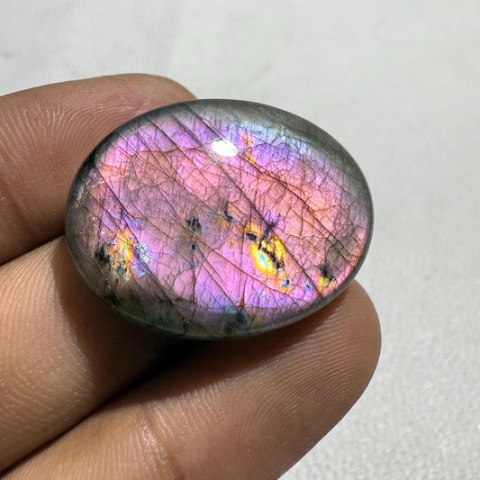 Natural Purple Labradorite Oval Cabochon Flashy Loose Gemstone for Jewelry Making Healing Crystal Madagascar Stone AAA Quality,47.6 Cts