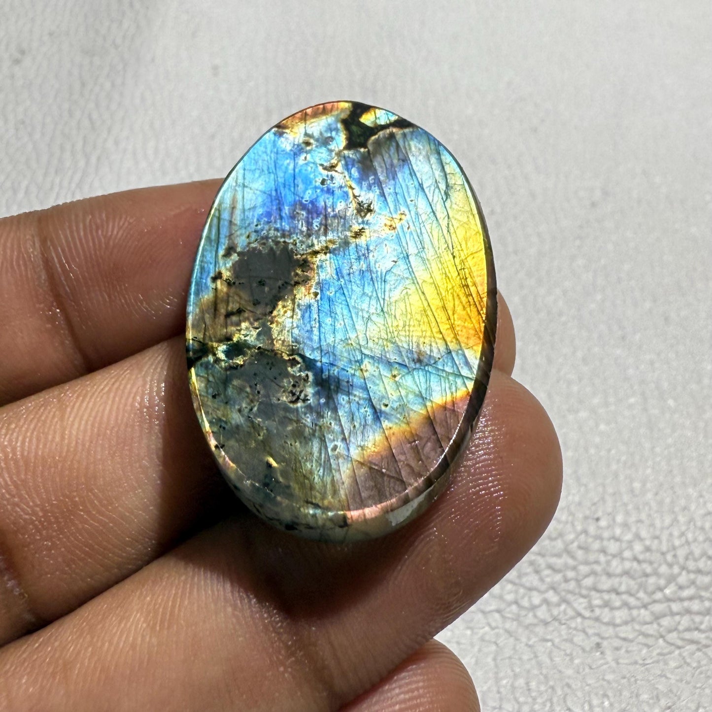 Natural Purple Flash Labradorite Oval Cabochon, 40x24x7 MM, 62.7 Carats, Loose Gemstone for Jewelry Making