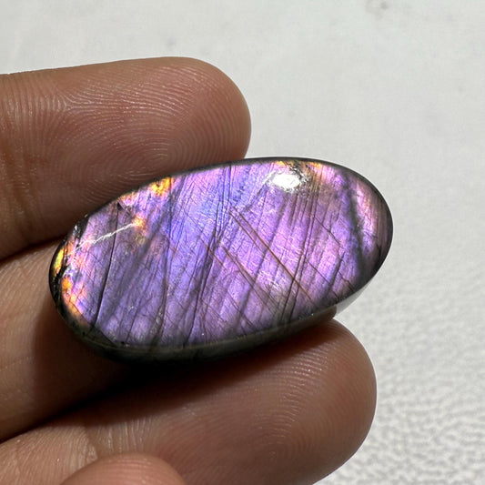 Purple Labradorite Cabochon: Natural Oval Gemstone, Madagascar Origin
