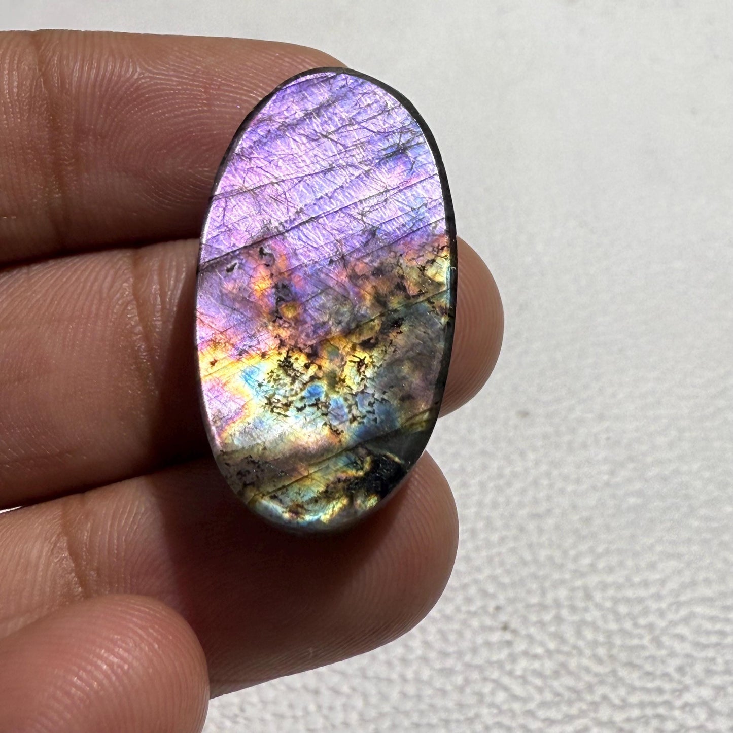 Natural Purple Labradorite Oval Cabochon, 29x15x7 mm, 32.3 Cts, Loose Gemstone for Jewelry Making