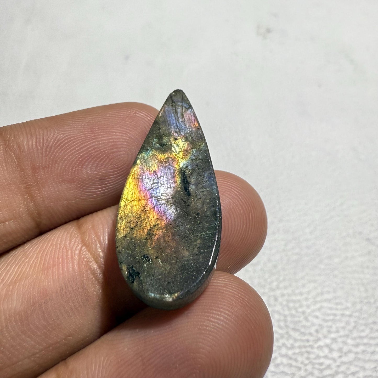 Multicolor Labradorite Pear Cabochon, 15.6 Cts, Loose Gemstone for Jewelry Making