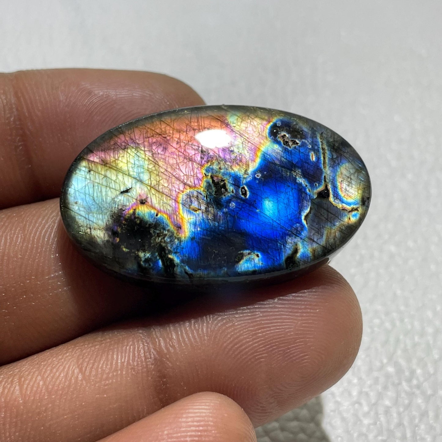 Natural Multicolor Labradorite Oval Cabochon, 54.1 Cts, 36x22x7 mm, Loose Gemstone for Jewelry Making