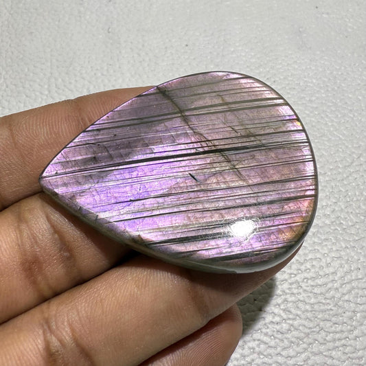 Purple Pear Labradorite Cabochon: Natural Gemstone (50x39x6 mm)