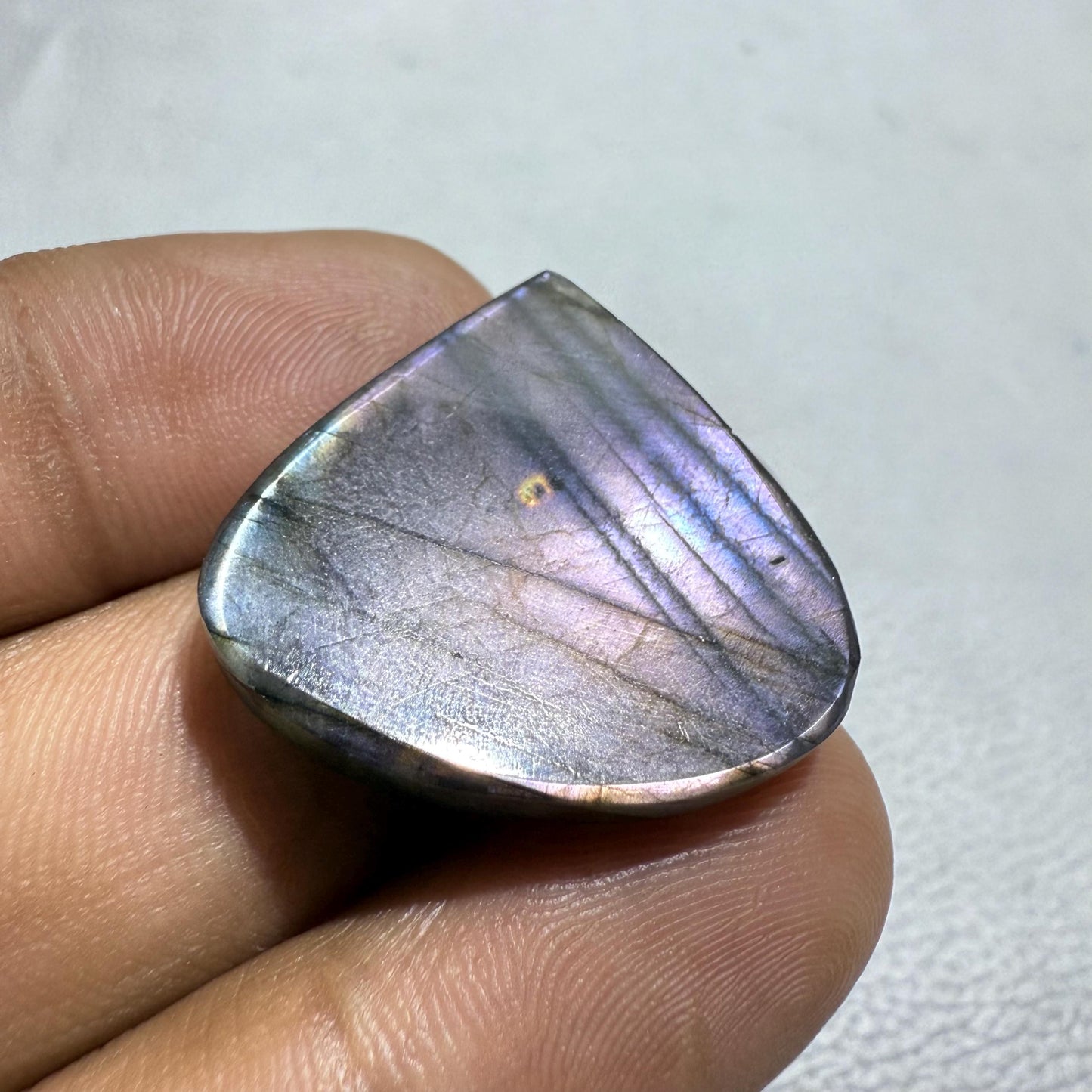 Purple Labradorite Heart Cabochon, 27X26X5.5 mm, 32.5 Cts, Loose Gemstone for Jewelry Making