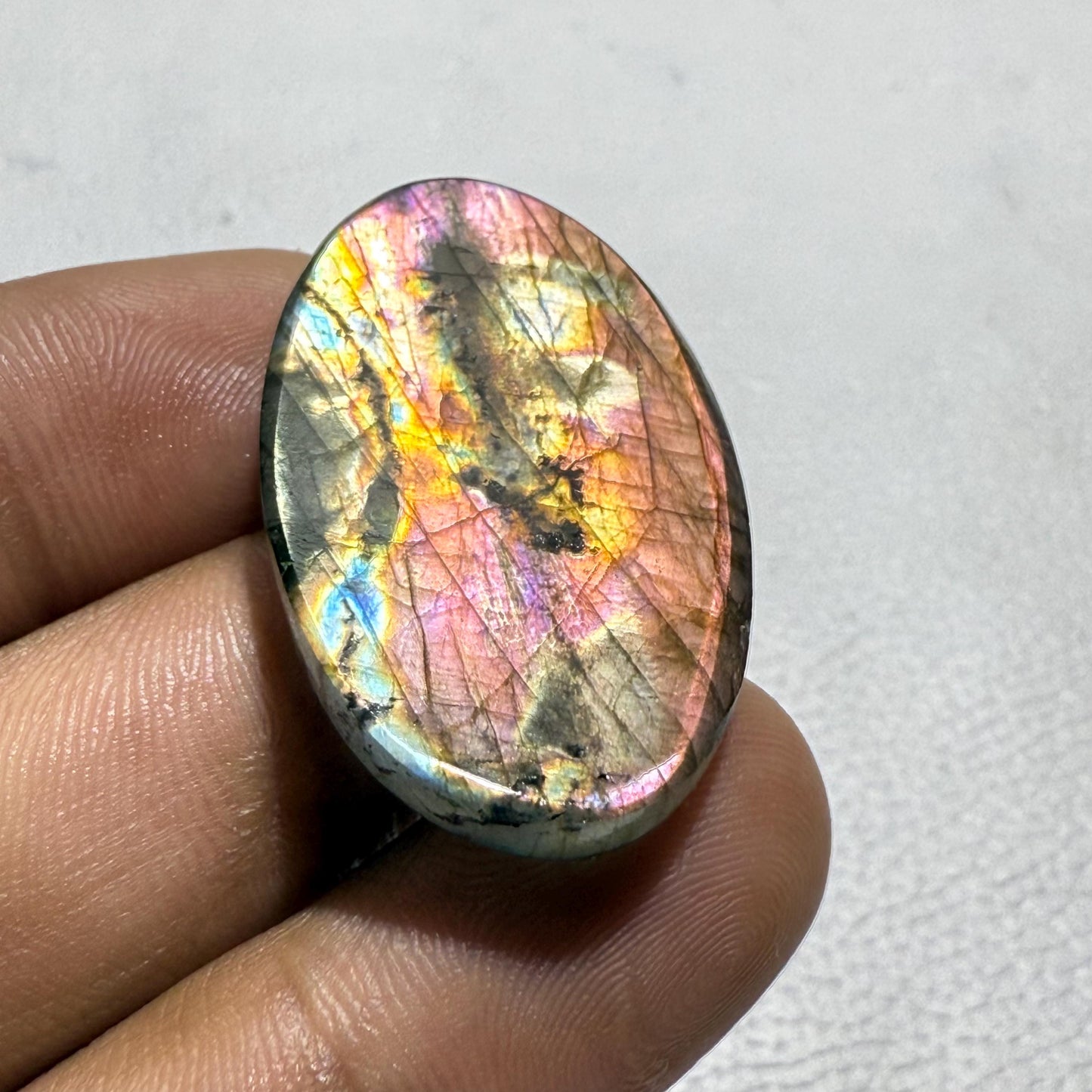 Purple Labradorite Oval Cabochon, - 37x22x6 MM, - 49 Cts, Loose Gemstone for Jewelry Making