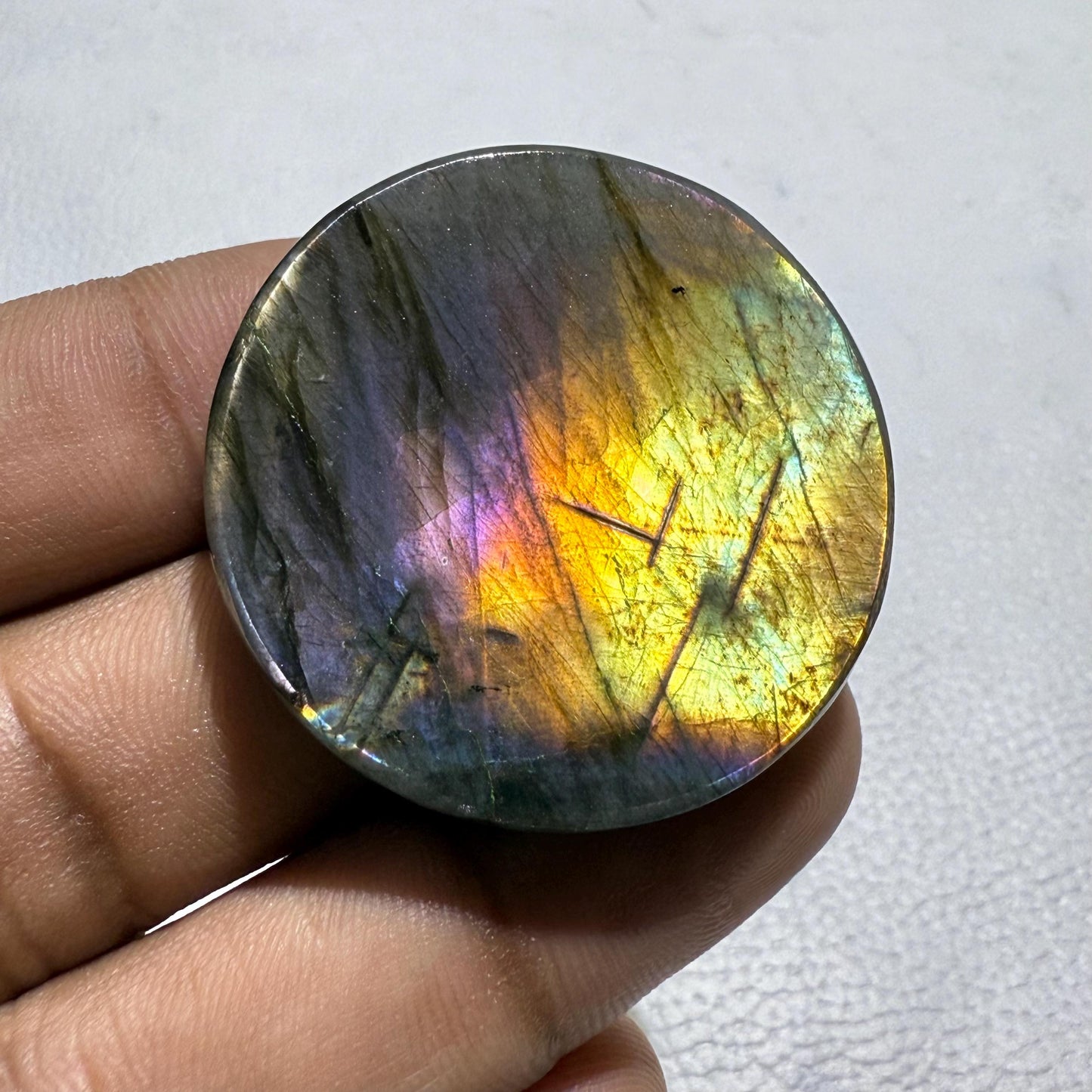 Purple Flash Labradorite Cabochon, - 38X38X7 MM, - 96.2 Cts, Loose Gemstone for Jewelry Making