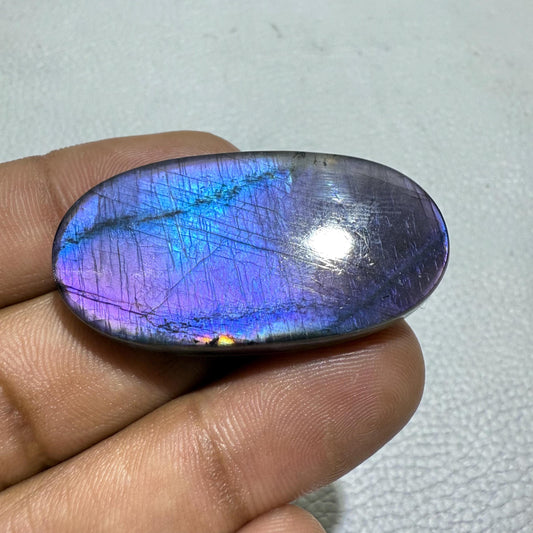 Purple Labradorite Cabochon: Natural Oval Gemstone (42x22x6 MM)