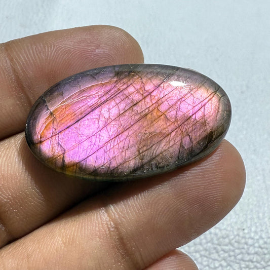 Pink Purple Labradorite Oval Cabochon – Natural Flashy Loose Gemstone for Jewelry Making, Healing Crystal Stone