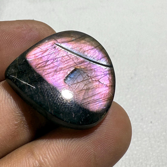 Purple Labradorite Pear Cabochon – Flashy Natural Loose Gemstone for Jewelry Making, Pink Purple Crystal Stone 27x27x5mm