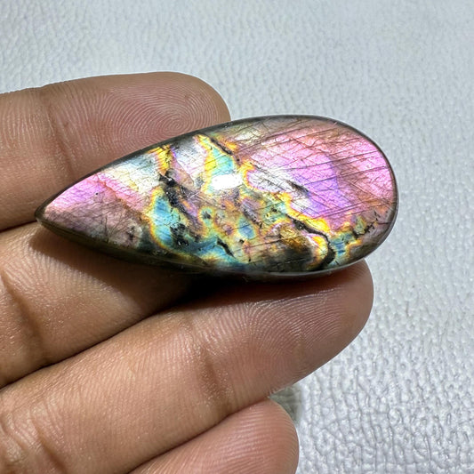 Spectrolite Labradorite Cabochon: Loose Gemstone for Jewelry Making (46x21x7.5mm, 65.7Cts.)
