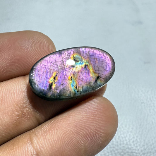 Oval Purple Labradorite Cabochon: Natural Gemstone (25x14x5 MM)