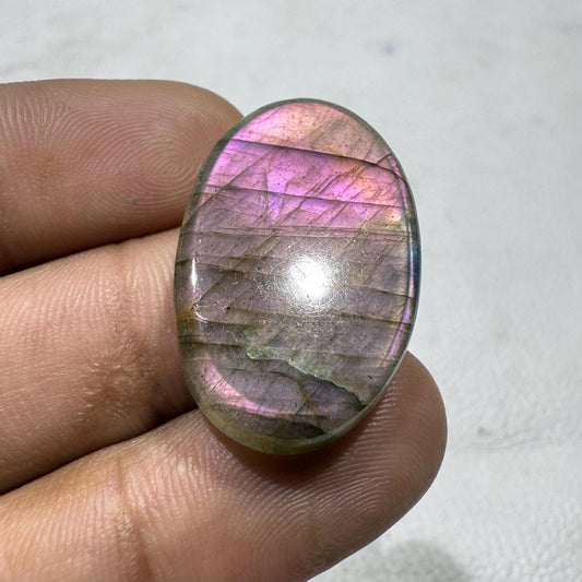 Oval Purple Labradorite Cabochon Gemstone, Handmade Jewelry Making (29x19x6 mm, 34.8 Cts)